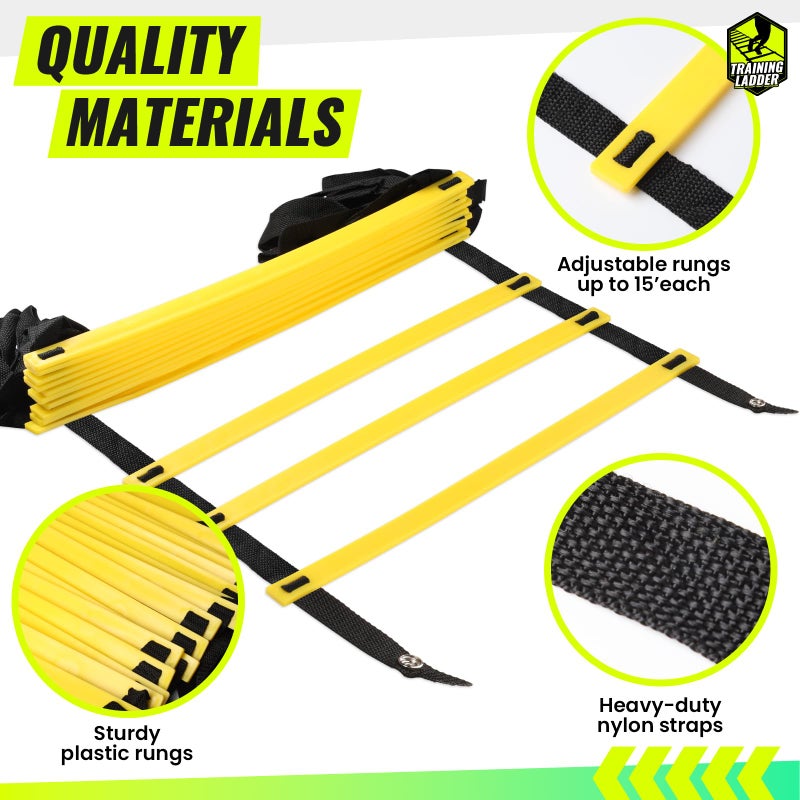 Teenitor 13 Rung Agility Ladder Speed Ladder Training Ladder for Soccer, Speed, Football Fitness Feet Training Carry Bag Agility Training Equipment, Workout Ladder, Sports Agility Ladders for Kids - Image 3